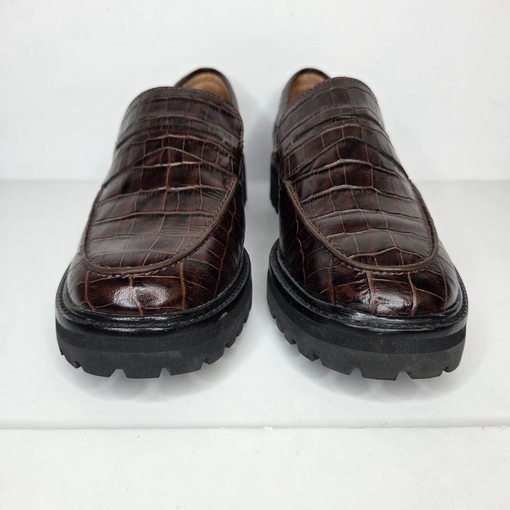 Everlane The Lug Loafer Brown Croc Embossed Women's Size 9.5 Euro 40 Platform - Picture 5 of 13